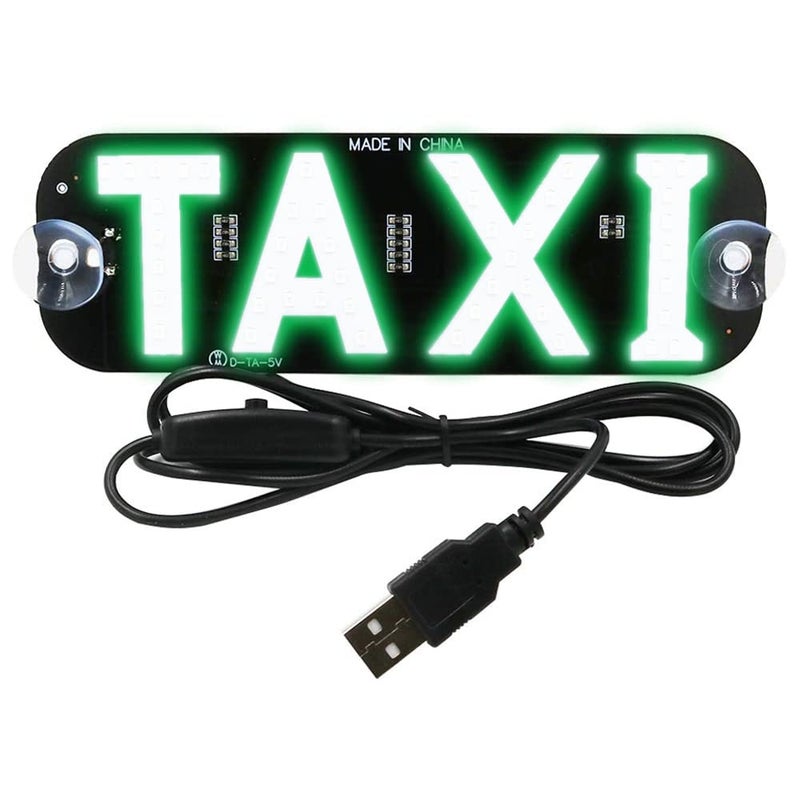 YSY Green LED Sign Decor, Taxi Flashing Hook on Car Window with DC12V Car Charger Inverter Taxi Light Lamp (Green, USB Switch) - Image 1